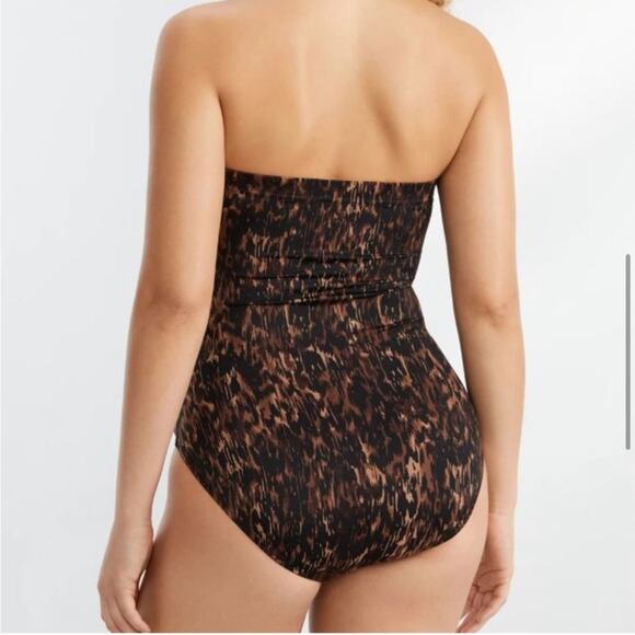 NWT Miraclesuit Untamed Avanti One Piece Bandeau Swimsuit in Brown/Multi Size 8L - Picture 2 of 12